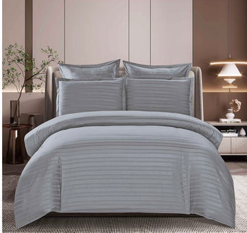 Lenjerie de Pat Damasc | 6 Piese, Cearceaf cu Elastic | 180x200x25 cm | 0222