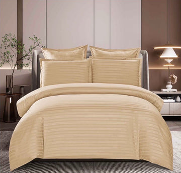 Lenjerie de Pat Damasc | 6 Piese, Cearceaf cu Elastic | 180x200x25 cm | 0214