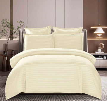 Lenjerie de Pat Damasc | 6 Piese, Cearceaf cu Elastic | 180x200x25 cm | 0223