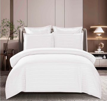 Lenjerie de Pat Damasc | 6 Piese, Cearceaf cu Elastic | 180x200x25 cm | 0217