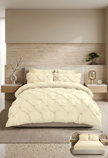 Lenjerie de Pat Premium | 6 Piese | cu Pliuri și Nasturi | 230x250 cm, Fără Elastic | 0066