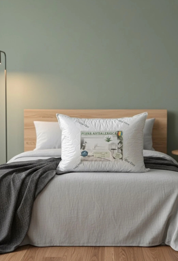 Set 2 Perne Antialergice | 50x70 cm | Țesătură Trată cu Aloe Vera | 0055