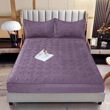 Husă de Pat din Catifea Tip Topper | 140x200 cm + 2 Fețe de Pernă | 0226