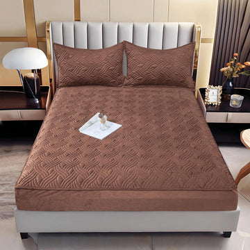 Husă de Pat din Catifea Tip Topper | 140x200 cm + 2 Fețe de Pernă | 0227