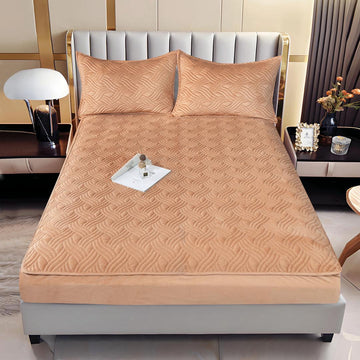 Husă de Pat din Catifea Tip Topper | 140x200 cm + 2 Fețe de Pernă | 0228