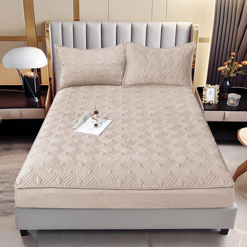 Husă de Pat din Catifea Tip Topper | 140x200 cm + 2 Fețe de Pernă | 0230
