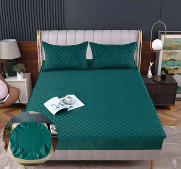 Husă de Pat din Catifea Tip Topper | 160x200 cm + 2 Fețe de Pernă | 0236