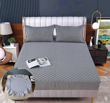 Husă de Pat din Catifea Tip Topper | 160x200 cm + 2 Fețe de Pernă | 0242