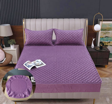 Husă de Pat din Catifea Tip Topper | 160x200 cm + 2 Fețe de Pernă | 0244