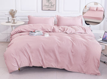 Lenjerie de Pat Damasc 4 Piese | Cearceaf cu Elastic | 180x200 cm | 0158