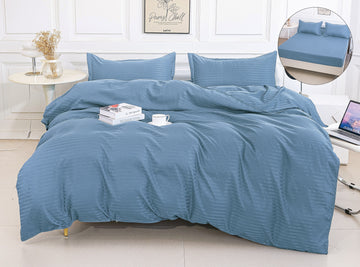 Lenjerie de Pat Damasc 4 Piese | Cearceaf cu Elastic | 180x200 cm | 0157