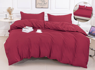 Lenjerie de Pat Damasc 4 Piese | Cearceaf cu Elastic | 180x200 cm | 0159