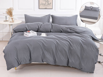 Lenjerie de Pat Damasc 4 Piese | Cearceaf cu Elastic | 180x200 cm | 0161
