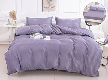 Lenjerie de Pat Damasc 4 Piese | Cearceaf cu Elastic | 180x200 cm | 0163