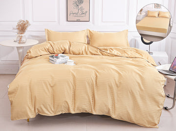 Lenjerie de Pat Damasc 4 Piese | Cearceaf cu Elastic | 180x200 cm | 0162