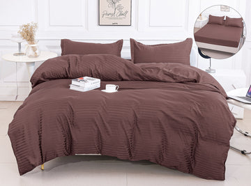 Lenjerie de Pat Damasc 4 Piese | Cearceaf cu Elastic | 180x200 cm | 0168