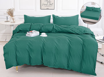 Lenjerie de Pat Damasc 4 Piese | Cearceaf cu Elastic | 180x200 cm | 0167