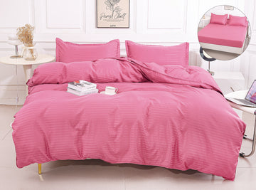 Lenjerie de Pat Damasc 4 Piese | Cearceaf cu Elastic | 180x200 cm | 0164