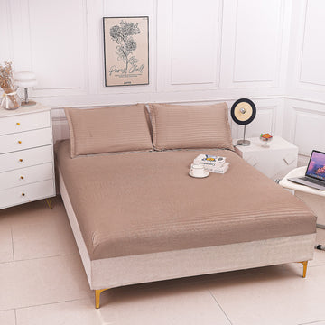 Husă de Pat cu Elastic din Damasc | Set 3 Piese cu Fețe de Pernă | 180x200+30 cm | 0143
