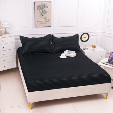 Husă de Pat cu Elastic din Damasc | Set 3 Piese cu Fețe de Pernă | 180x200+30 cm | 0144