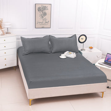 Husă de Pat cu Elastic din Damasc | Set 3 Piese cu Fețe de Pernă | 180x200+30 cm | 0145