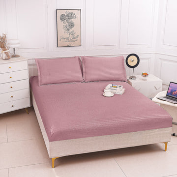 Husă de Pat cu Elastic din Damasc | Set 3 Piese cu Fețe de Pernă | 180x200+30 cm | 0146