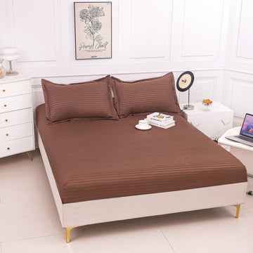 Husă de Pat cu Elastic din Damasc | Set 3 Piese cu Fețe de Pernă | 180x200+30 cm | 0150