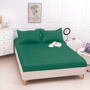 Husă de Pat cu Elastic din Damasc | Set 3 Piese cu Fețe de Pernă | 180x200+30 cm | 0152