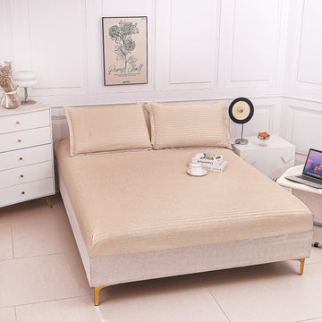 Husă de Pat cu Elastic din Damasc | Set 3 Piese cu Fețe de Pernă | 180x200+30 cm | 0153