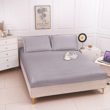 Husă de Pat cu Elastic din Damasc | Set 3 Piese cu Fețe de Pernă | 180x200+30 cm | 0154