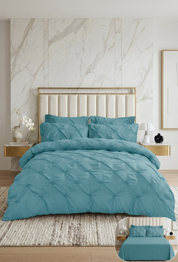 Lenjerie de Pat Premium | 6 Piese | cu Pliuri și Nasturi | 230x250 cm, Fără Elastic | 0070