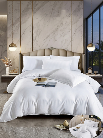 Set Lenjerie de Pat 6 Piese Hotelieră | Imprimeu Damasc | 200x230 cm | 0054