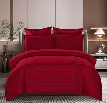 Lenjerie de Pat Damasc | 6 Piese, Cearceaf cu Elastic | 180x200x25 cm | 0218
