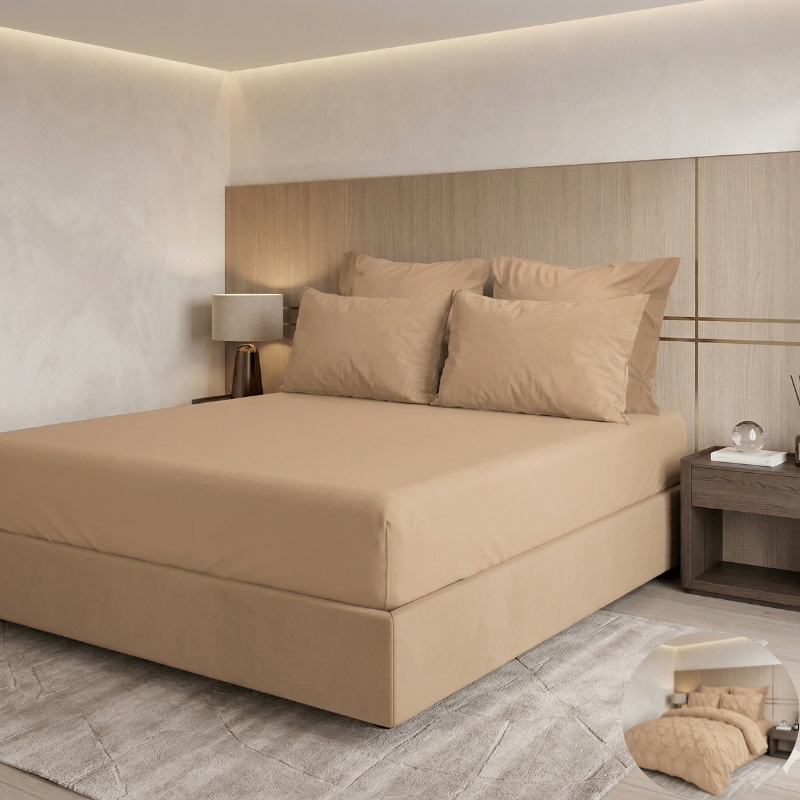 Lenjerie de Pat Premium | 6 Piese | cu Pliuri și Nasturi | 230x250 cm, Fără Elastic | 0058