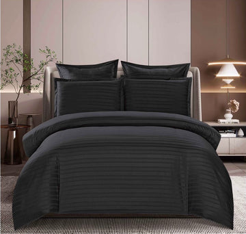 Lenjerie de Pat Damasc | 6 Piese, Cearceaf cu Elastic | 180x200x25 cm | 0220