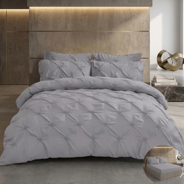 Lenjerie de Pat Premium | 6 Piese | cu Pliuri și Nasturi | 230x250 cm, Fără Elastic | 0059