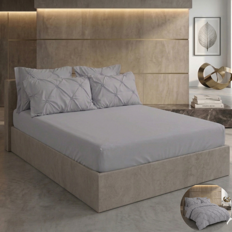Lenjerie de Pat Premium | 6 Piese | cu Pliuri și Nasturi | 230x250 cm, Fără Elastic | 0059