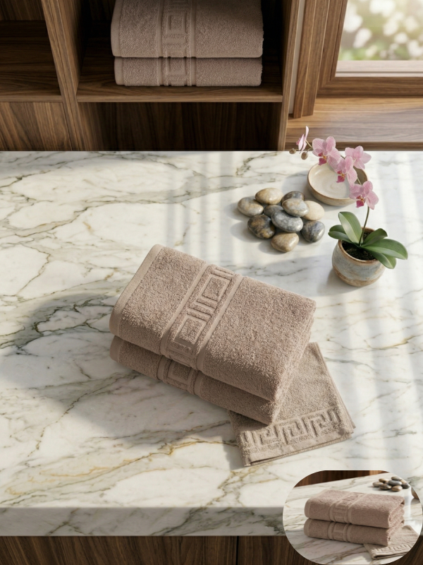 Set 2 Prosoape Baie Hoteliere Greek | 100% Bumbac Turcesc | 500 g/mp | 70x140 cm | 0036