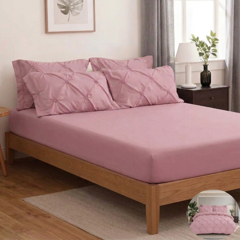 Lenjerie de Pat Premium | 6 Piese | cu Pliuri și Nasturi | 230x250 cm, Fără Elastic | 0063