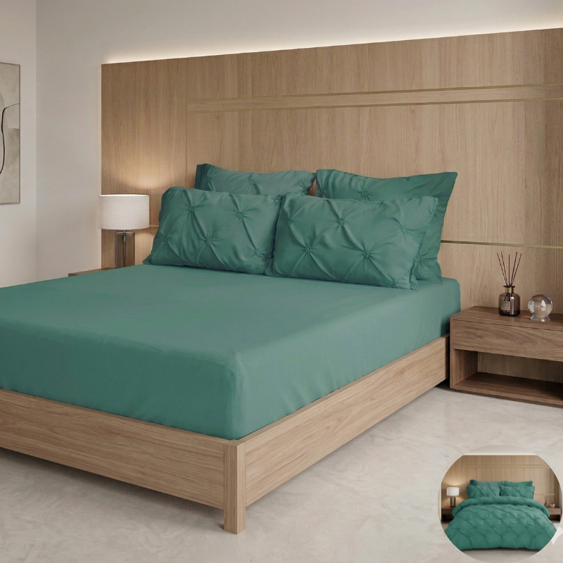 Lenjerie de Pat Premium | 6 Piese | cu Pliuri și Nasturi | 230x250 cm, Fără Elastic | 0064