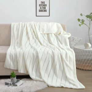 Pătură Cocolino Pufoasă cu Blăniță - 200x230 cm, Microfibră Plusată Premium - Alb