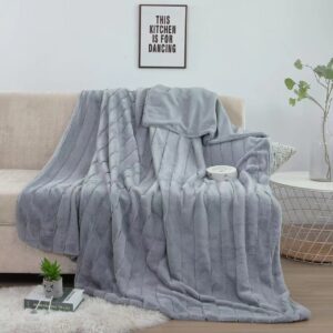 Pătură Cocolino Pufoasă cu Blăniță - 200x230 cm, Microfibră Plusată Premium - Gri