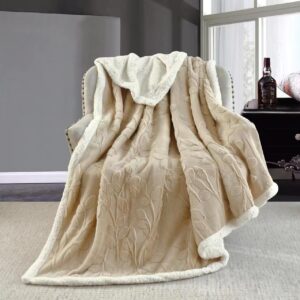 Pătură Cocolino 200x230 cm cu blăniță – Pufoasă, Călduroasă, pentru Pat Dublu - Bej