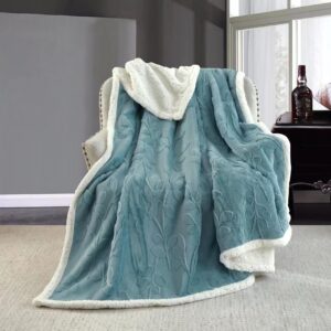 Pătură Cocolino 200x230 cm cu blăniță – Pufoasă, Călduroasă, pentru Pat Dublu - Turcoaz