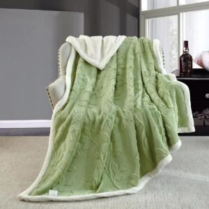 Pătură Cocolino 200x230 cm cu blăniță – Pufoasă, Călduroasă, pentru Pat Dublu - Verde Mentă