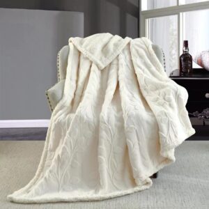 Pătură Cocolino 200x230 cm cu blăniță – Pufoasă, Călduroasă, pentru Pat Dublu - Crem