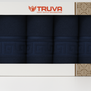 Set 4 Prosoape Greek – 100% Bumbac, 500 g/mp, 2x70x140 cm + 2x50x90 cm - Bleumarin