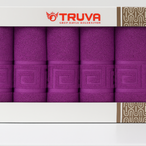 Set 4 Prosoape Greek – 100% Bumbac, 500 g/mp, 2x70x140 cm + 2x50x90 cm - Mov