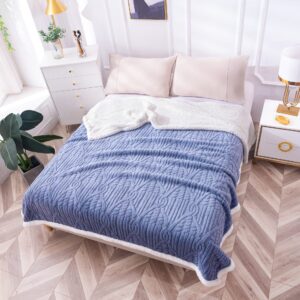Pătură Pufoasă cu Blăniță 200x220 cm – Călduroasă și Confortabilă pentru Sezonul Rece - Albastru Deschis
