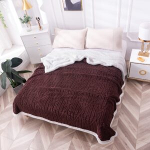 Pătură Pufoasă cu Blăniță 200x220 cm – Călduroasă și Confortabilă pentru Sezonul Rece - Maro
